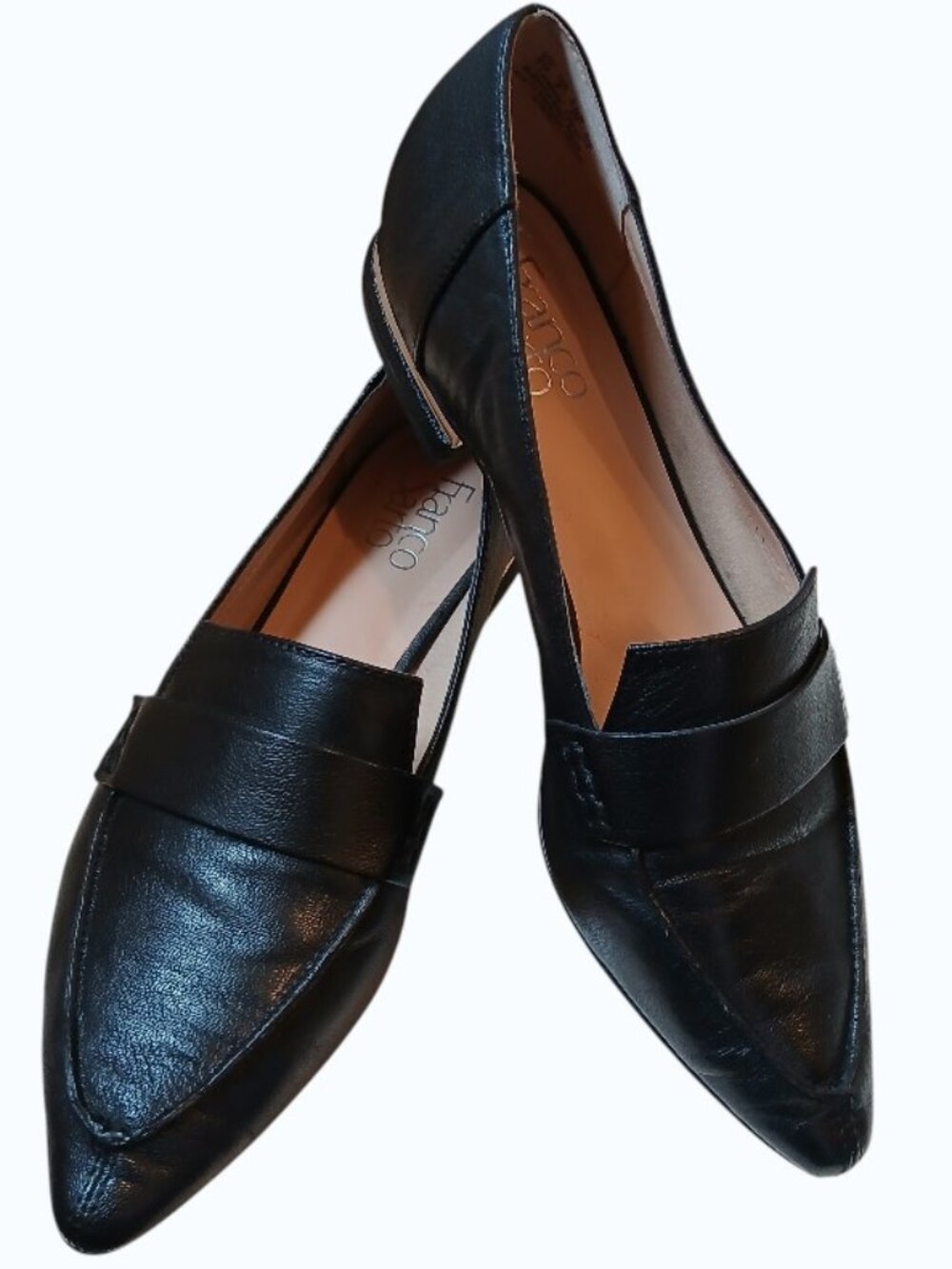FRANCO SARTO Black Leather Slip-on Loafers - EUC